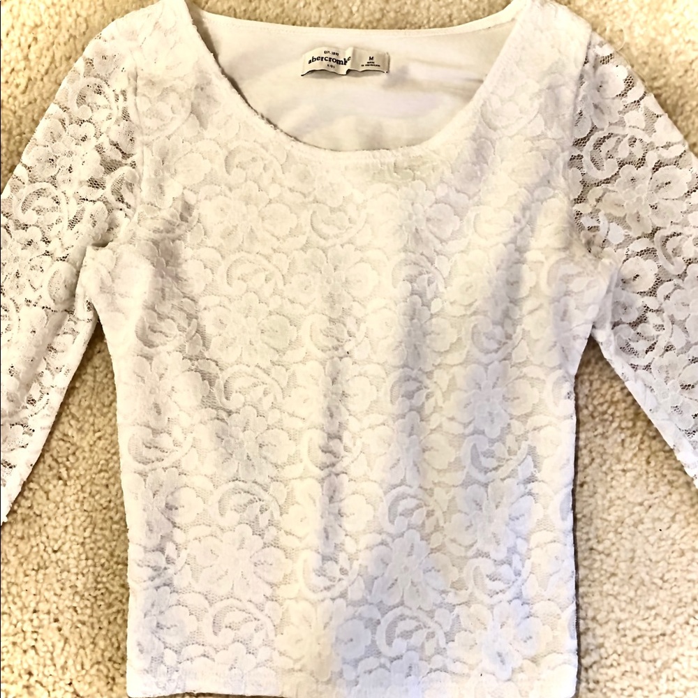 Girls Abercrombie and Fitch lace white top